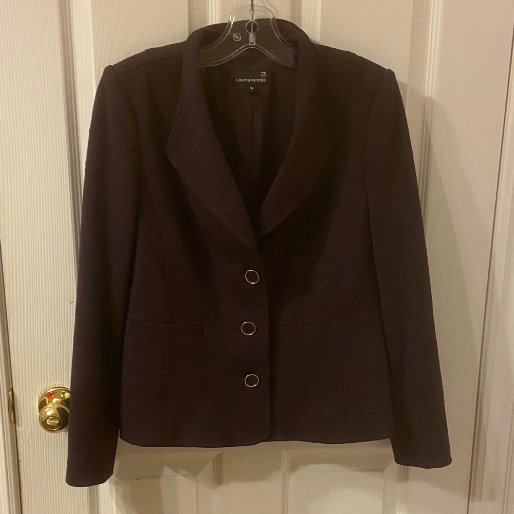 Le Suit Deep Purple Blazer with Silver Accents